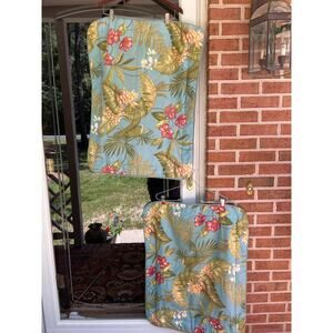 Set of 2 Thomasville Floral Pillow Shams  Blue Palm Tropical Beach Hawaiian